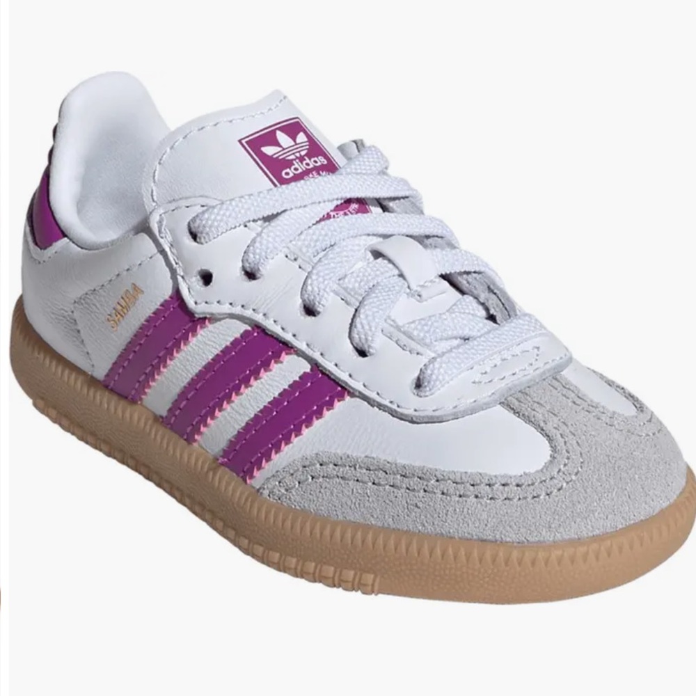 Adidas white/purple sambas